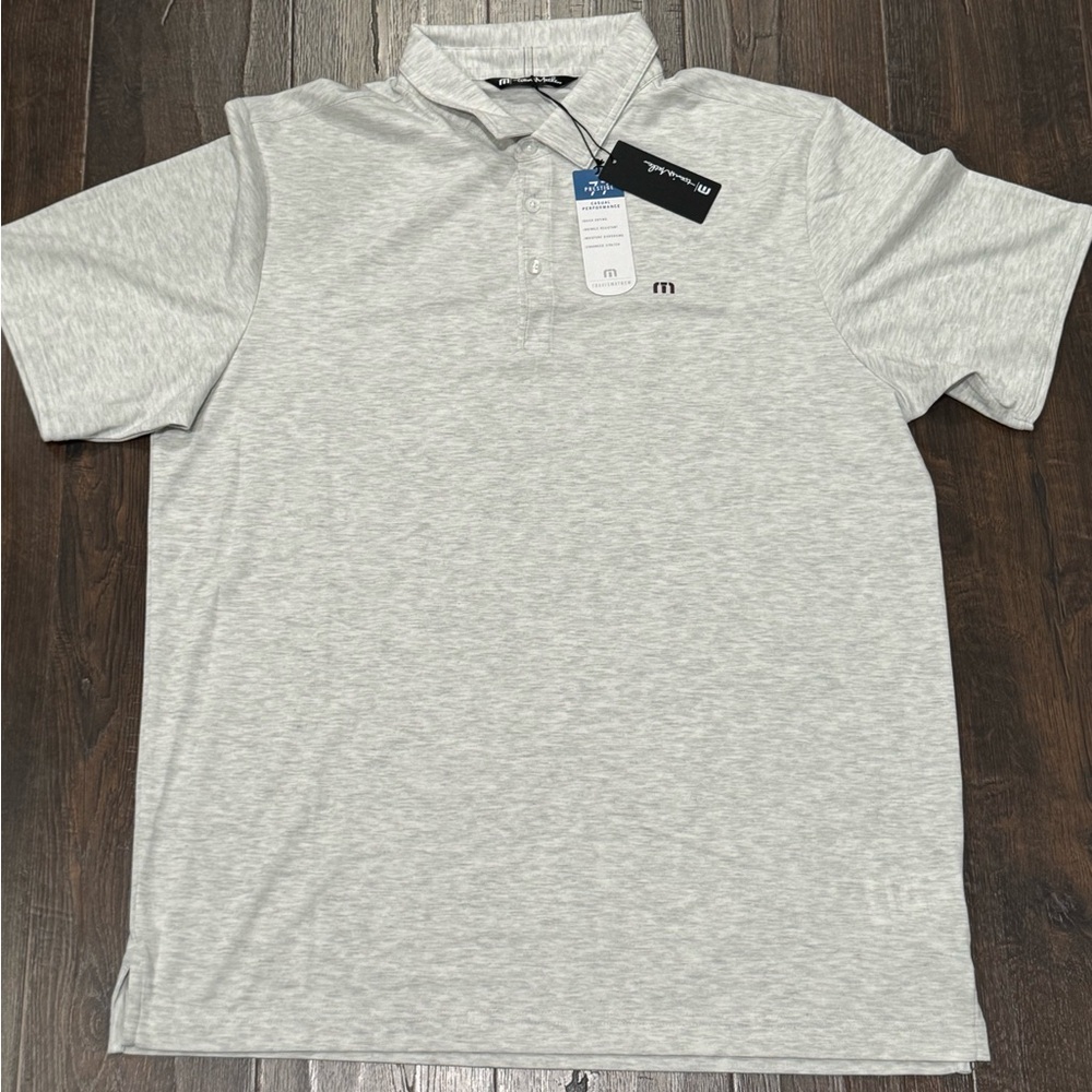 Travis Mathew “Classy” Polo Golf Shirt NWT Heather White Size L